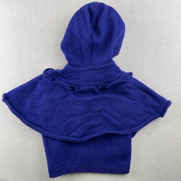 Janie and Jack Sweater Girls 18-24 Months Blue Wool Cape Poncho Embroidered - Picture 4 of 5